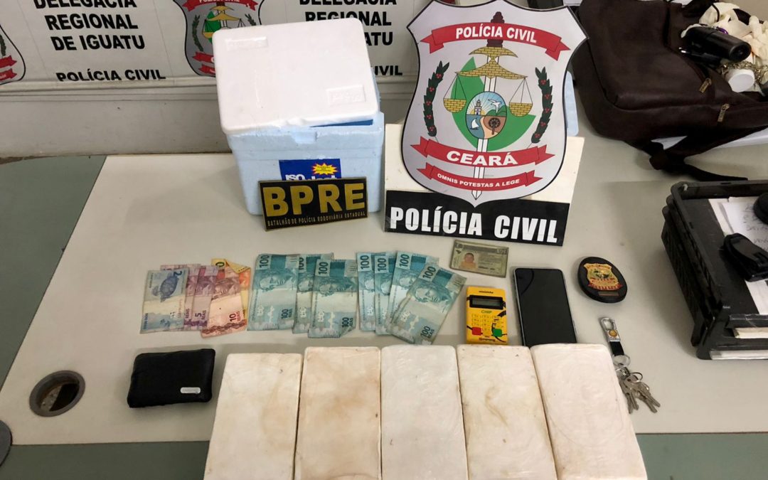 Motorista de ambulância de Iguatu é preso com 5kg de pasta base de cocaína