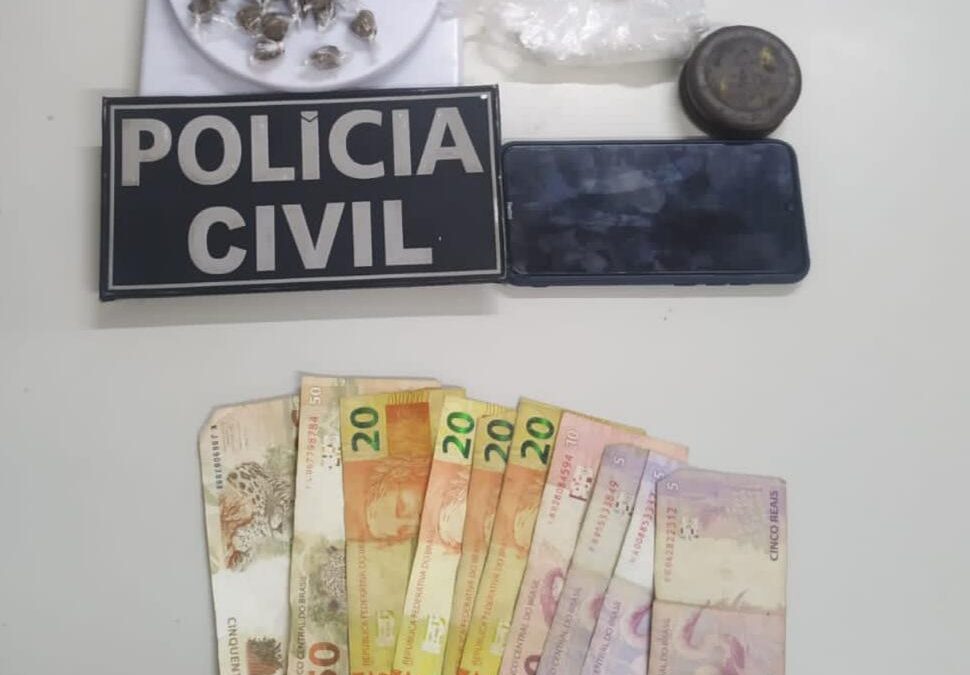 Polícia Civil cumpre mandado judicial prende acusado de tráfico e apreende drogas, celular e dinheiro